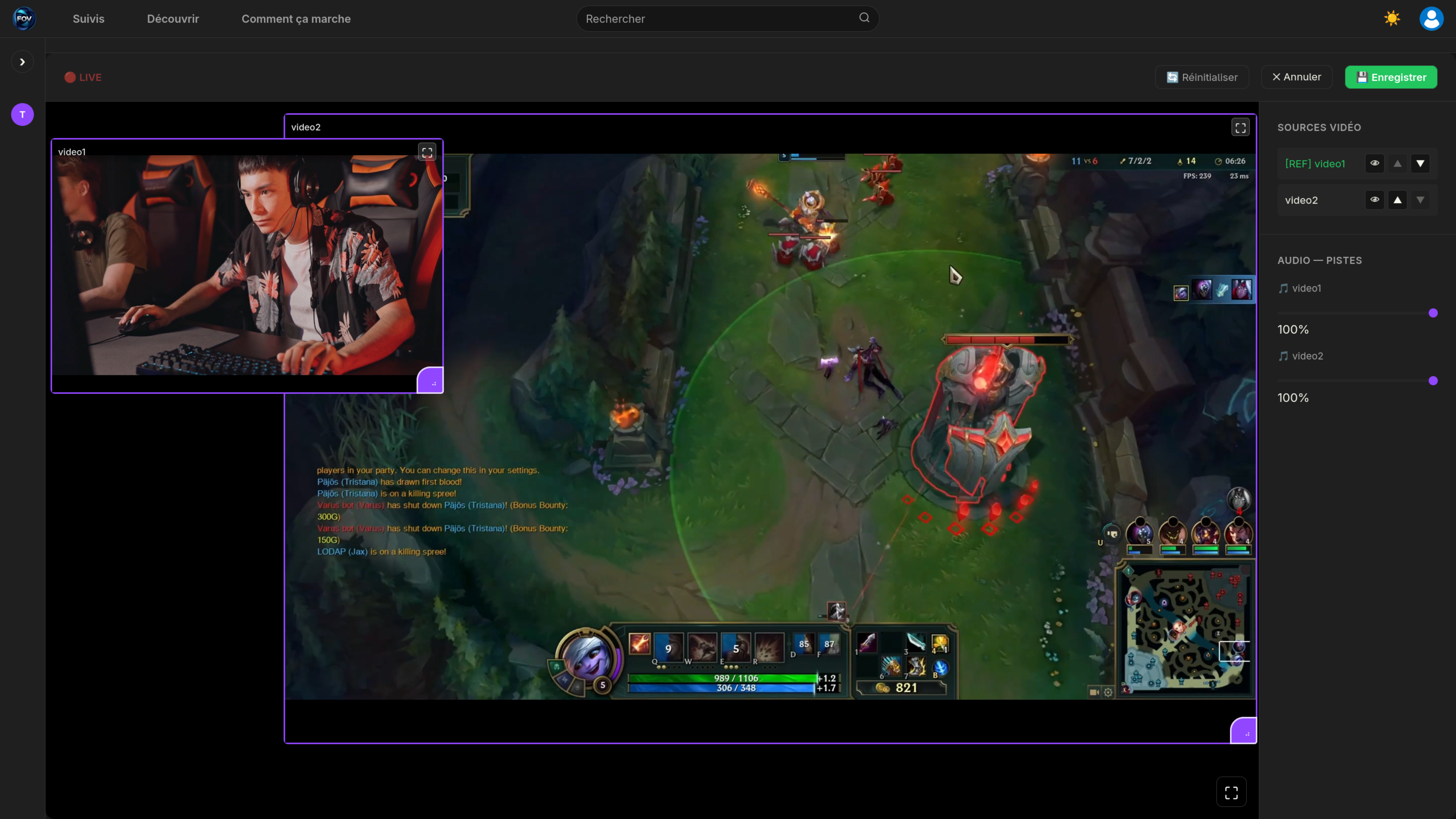 FOV Web Platform interface on fovapp.live