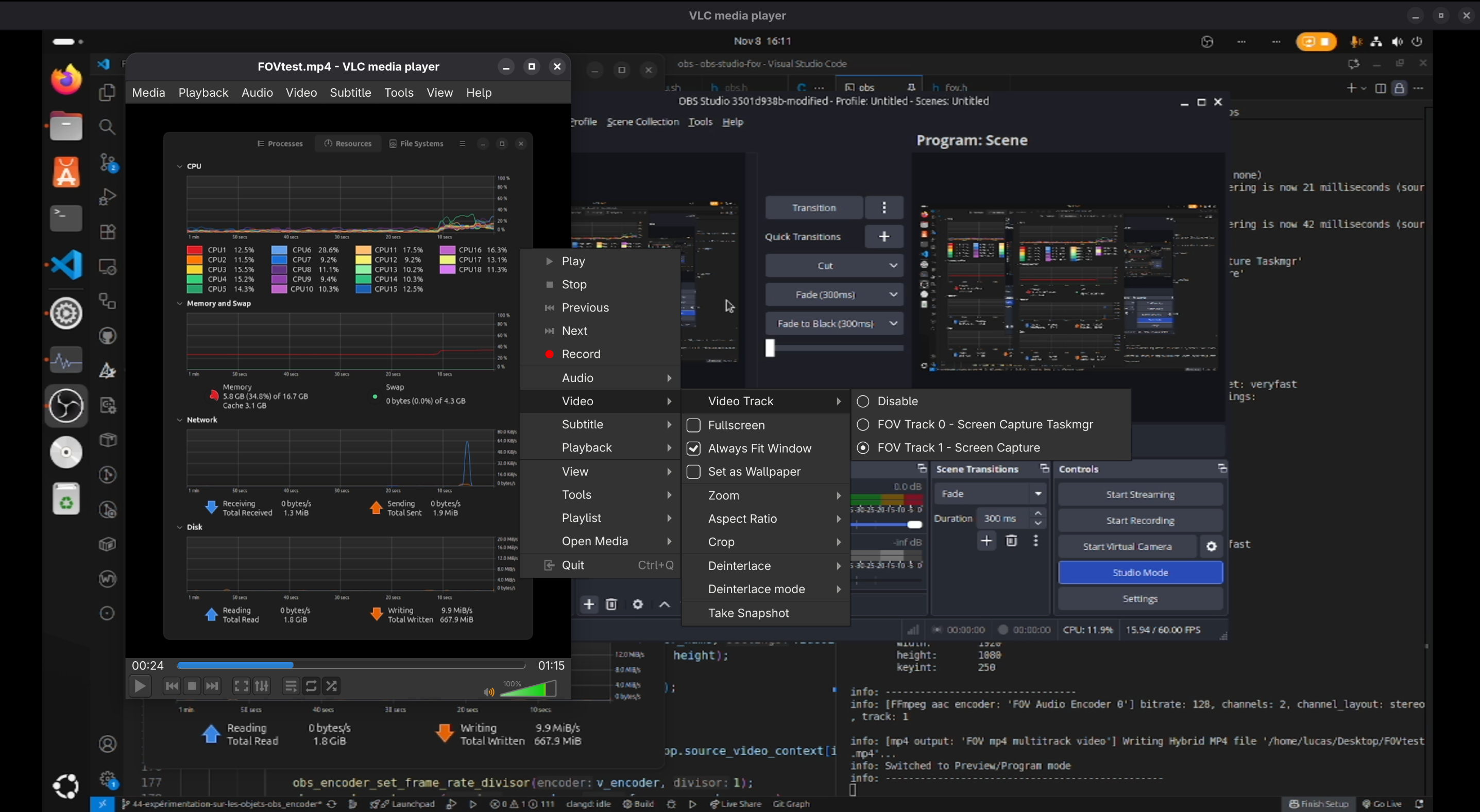 The file’s video tracks