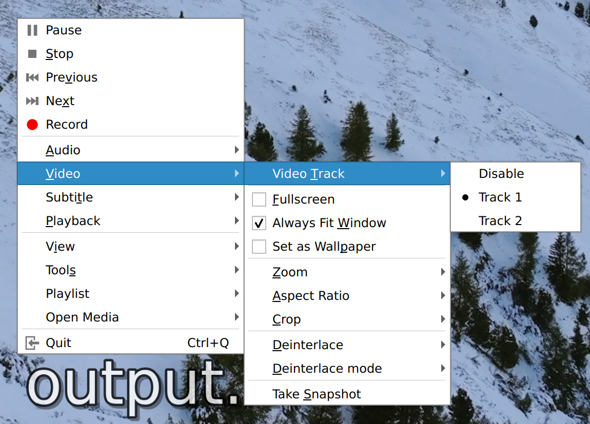 Video track selection on VLC